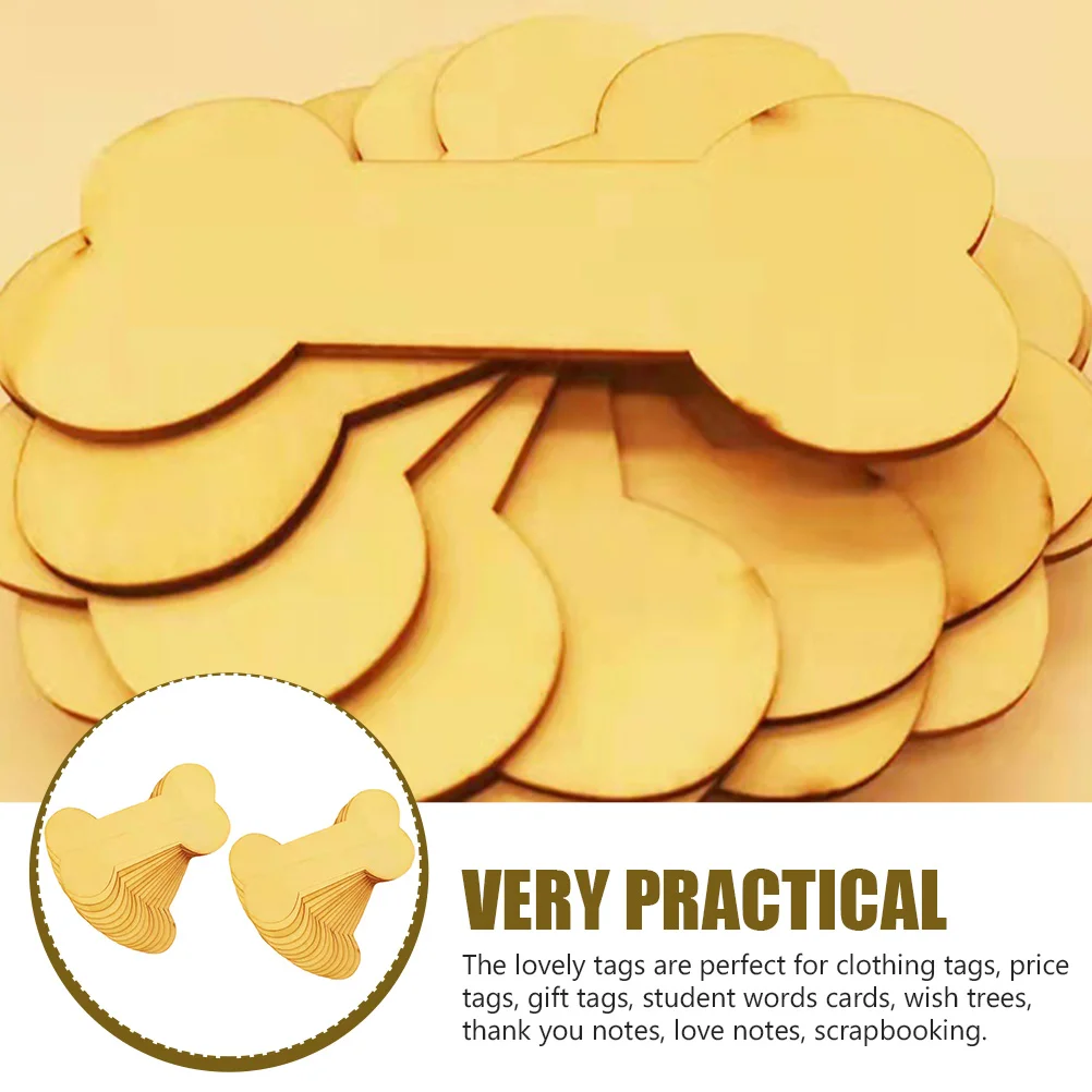 

30Pcs Wooden Bone Shaped DIY Tag Creative Gift Packing Label Blank Writable Decorative Card Wood Tag Gift Decorative Label