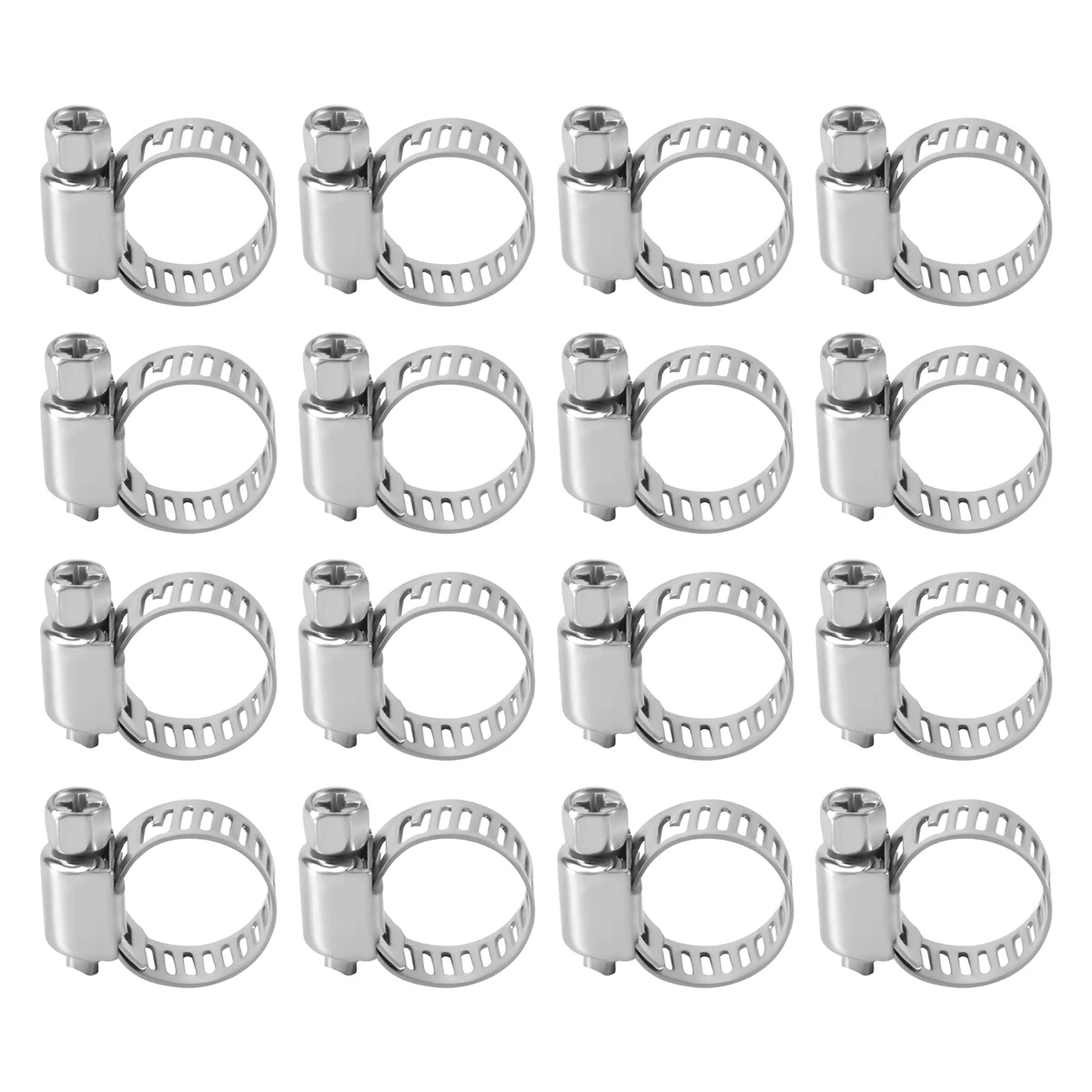 16 Pcs Stainless Steel Adjustable Car Fuel Hose Clamp Pipe Sealing Clip 6-12 Mm