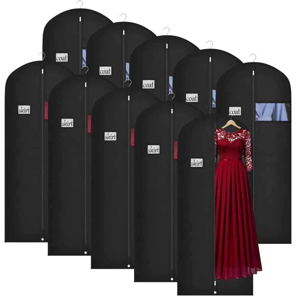 

60 Inch Long Lightweight Breathable Garment Bag with Full Zipper and Clear Window for Hanging Clothes