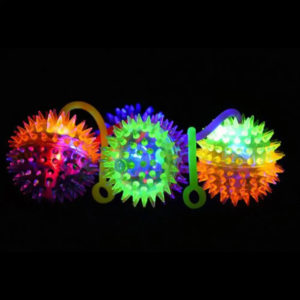 1Pc Kids Glowing Ball Toy LED Light Up Flashing Soft Prickly Massage Ball Elasticity Fun Toys Squeeze Toys Squeaky Kid Prank Toy