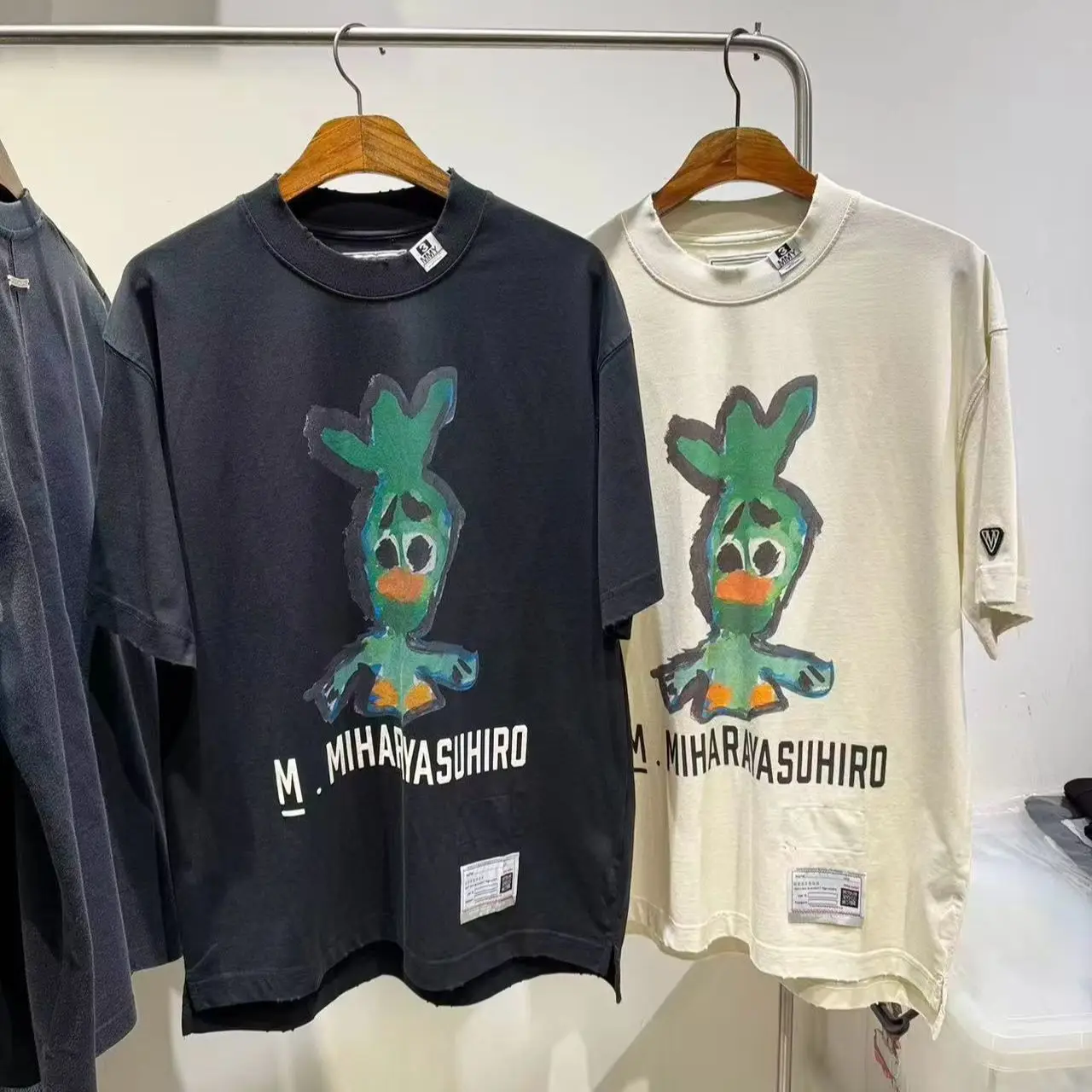 Japanese-style men's and women's Baby Duck Creative PrintWashing water treatment process short-sleeved T-shirt