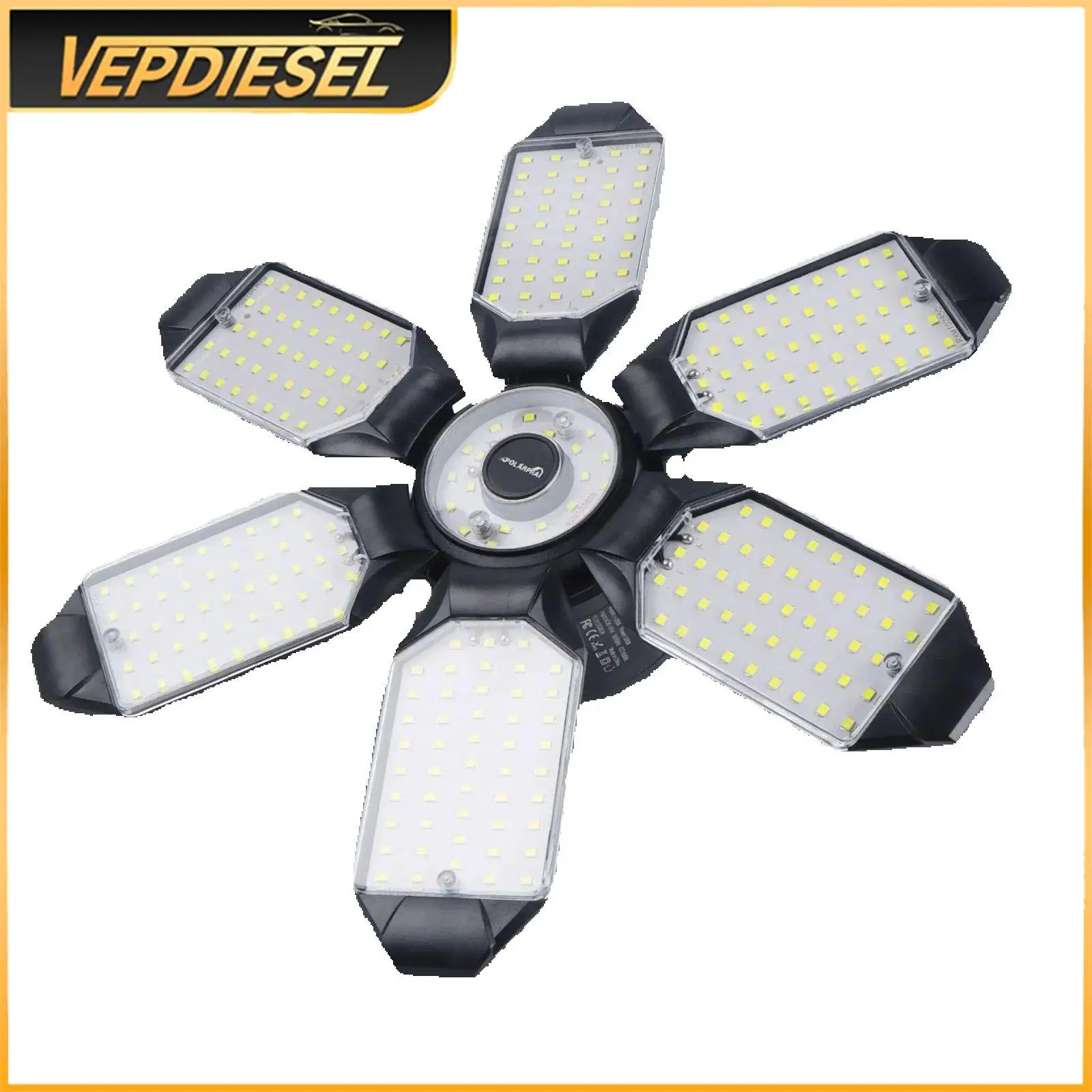 22482833 Foldable Garage Lamp 6-Leaf LED Work Light 160W 6500K Wide Angle Adjustable for Workshop Garage Basement