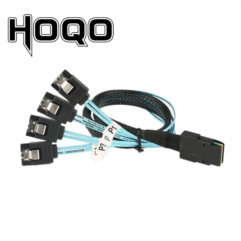 Sata Cable Mini-SAS SFF-8087 to 4 SATA Cable Mini SAS 4i SFF8087 36P To 4 SATA 7P Cable 12Gbps 50cm Hard Drive Data 50cm 1m