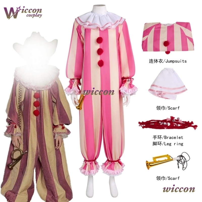 

SAI Welcom Clown Cosplay Costume Outfit Scarf Leg Covers Wristband Uniform Props Full Set Derrry Carnival Halloween Role Play
