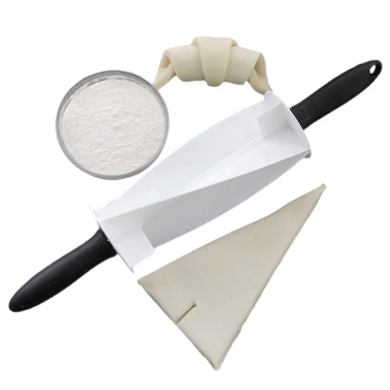 Croissant Cutter Roller com alça de plástico, Rolling Cutter para fazer pão, Faca de massa triangular, Ferramentas de cozinha