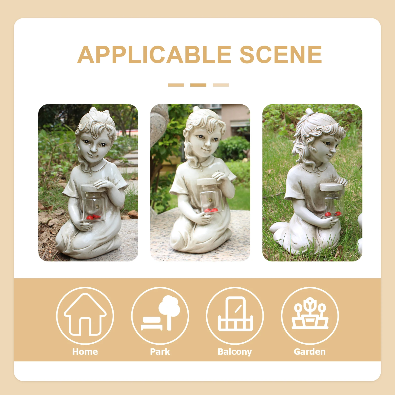 

Garden Elf Statue Outdoor Statues Child Sculpture Solar Children Ornaments for Kids Lawn Decoration Lights Boy