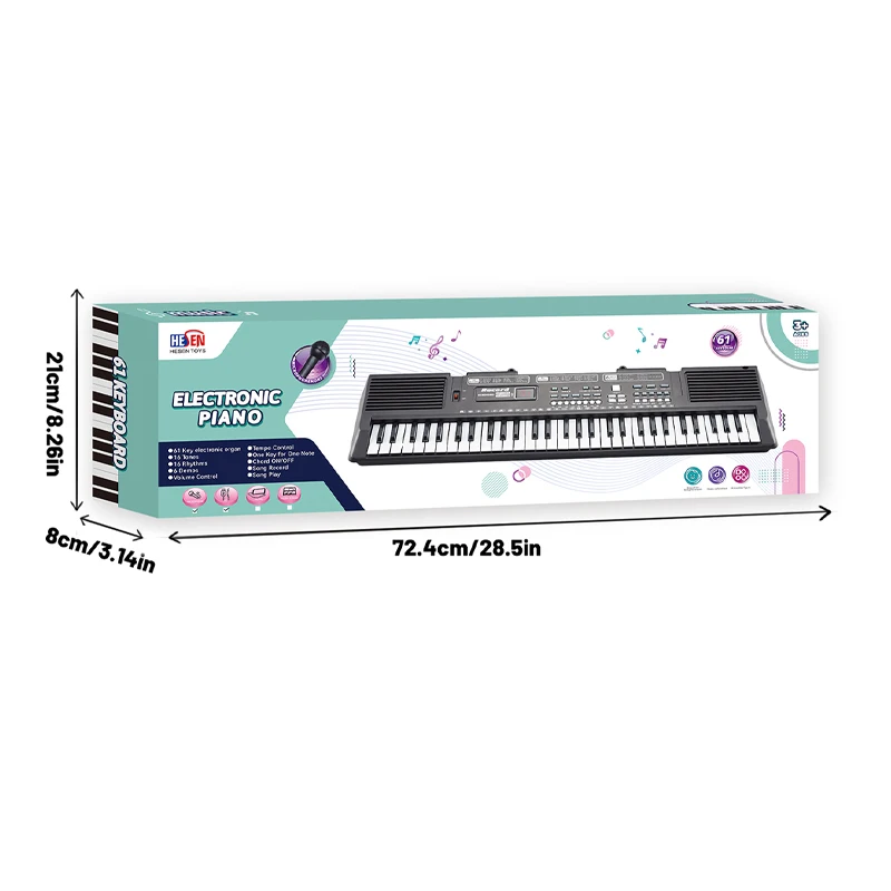 61-Key Kids Electronic Keyboard Piano with Microphone & USB – Portable Educational Musical Instrument for Children Ages 3+