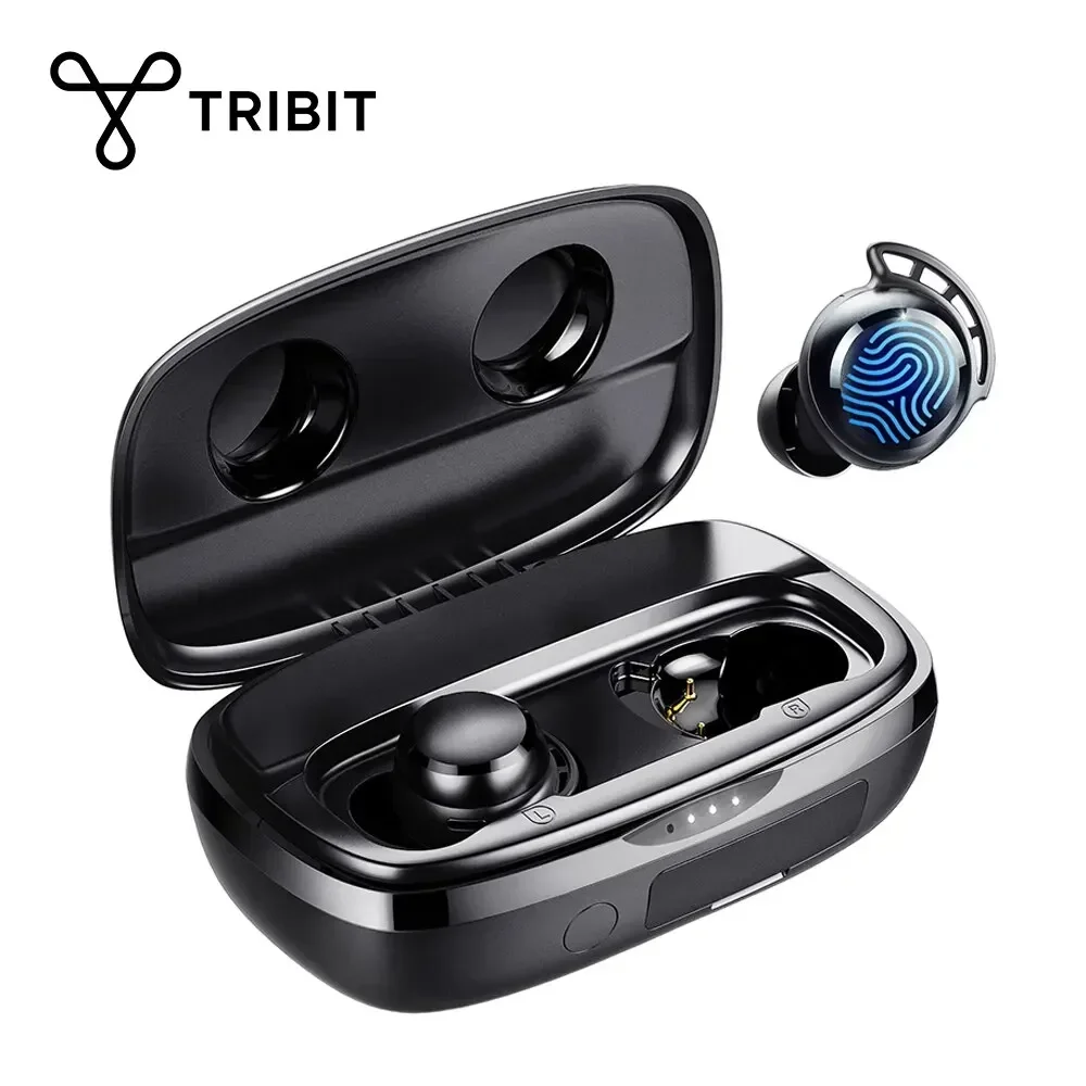 Tribit FlyBuds 3 True Wireless Bluetooth Earbuds, 110H Playtime, IPX8 Waterproof, BT 5.3, Touch Control, Deep Bass, Built-in Mic
