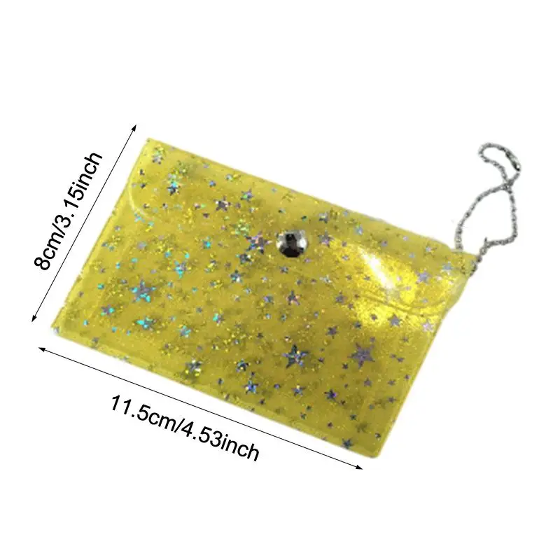 1 Stück Stern-Glitzer Transparenter PVC-Kartenhalter Mini-Münzgeldbörse mit Perlenkette Schlüsselanhänger für Ausweis Tägliche Aufbewahrung Geschenk – Detail 9