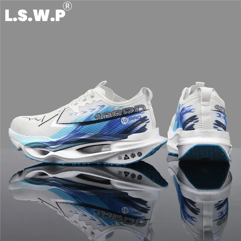 New Hollow-Carbon Plate Running Shoes for Couples, High-Elastic Cushioning, Thick-Soled Running Shoes, Breathable Mesh, Non-Slip, Wear-Resistant Sports Shoes, Youth Campus Jogging, Outdoor Fitness Training, Trendy Multi-Color Men's and Women's Shoes