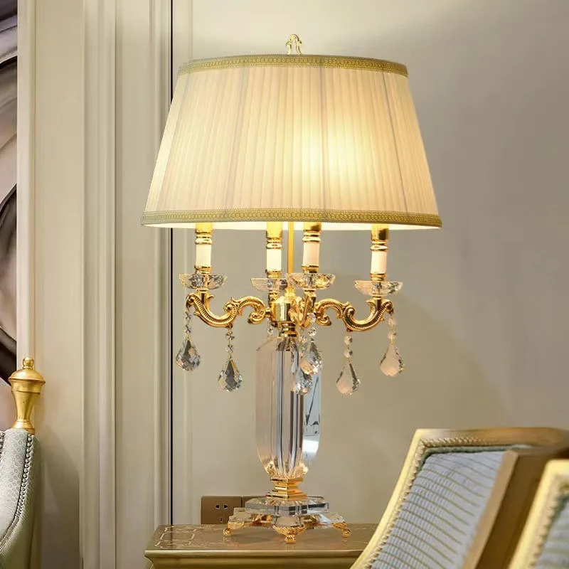 

Modern led desk lighting design bedroom bedside crystal lamp luxury candlestick desk lamp