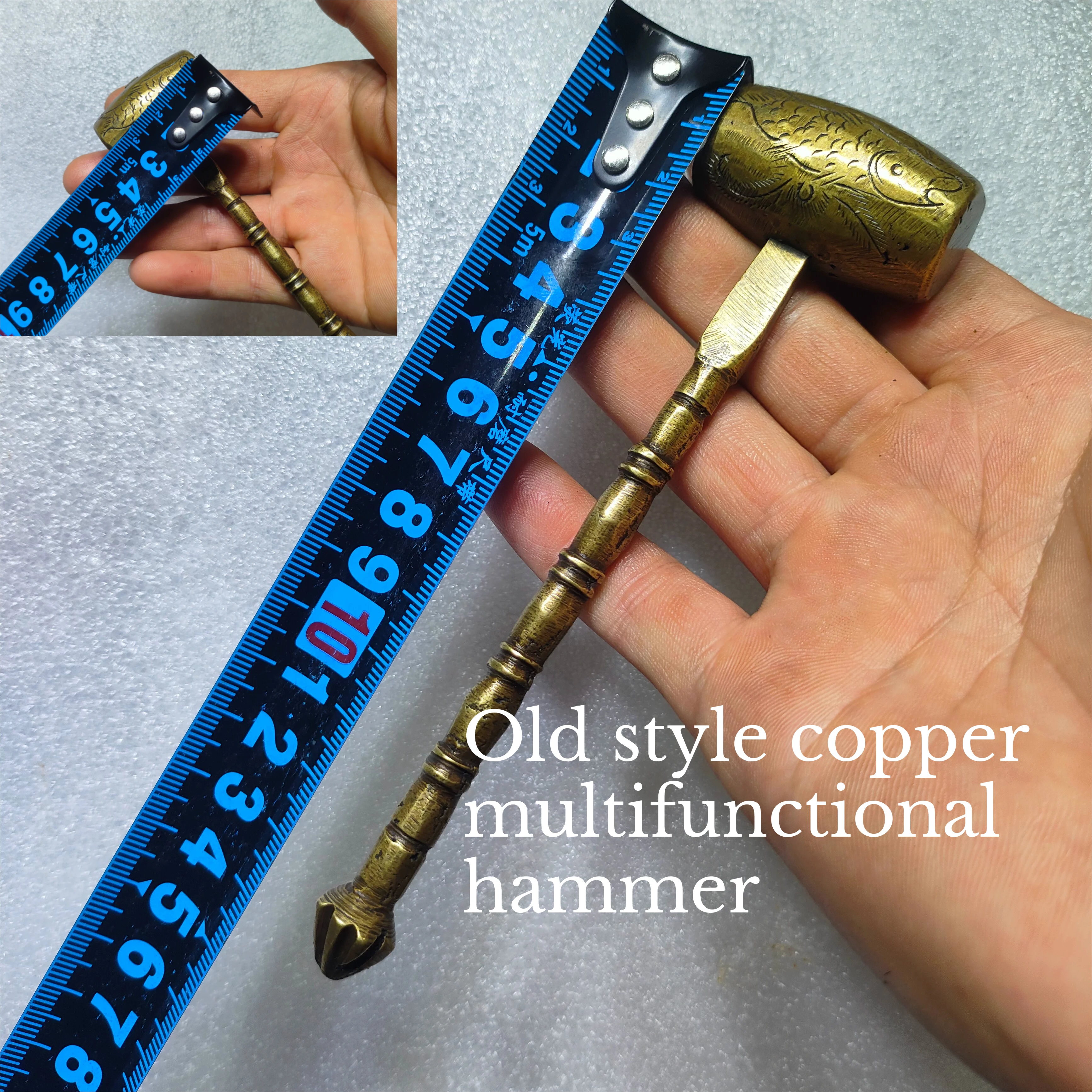 Old Style Copper Multifunctional Hammer A Quaint Thick Patina Round Collectible Gift