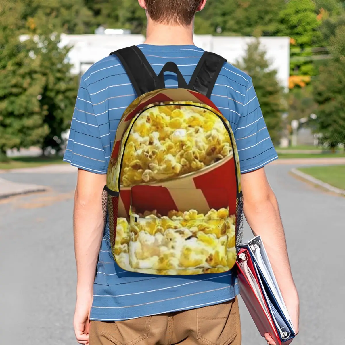 Popcorn Bucket Delight Backpack Student BookBag Kids School Bag Laptop Shoulder Bags for Boys Girls