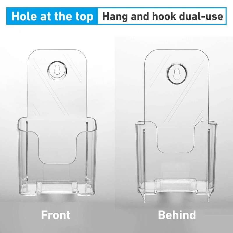 Acrylic Brochure Holder Slant Back Design, Clear Display Stand, Plastic Table Stand Sign Holder 2 Pack Easy To Use