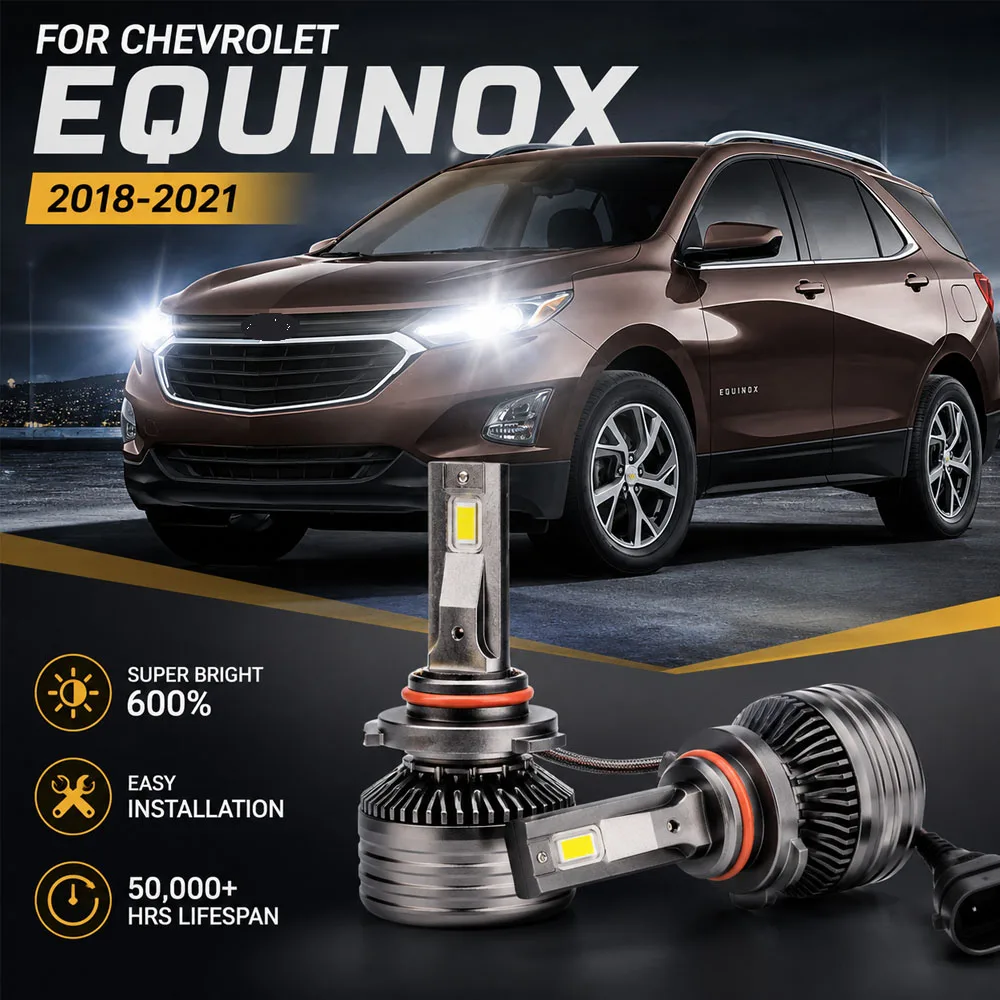 9012 HIR2 LED Headlight For Chevrolet Equinox 2018 2019 2020 2021 Canbus Bulb 6000K