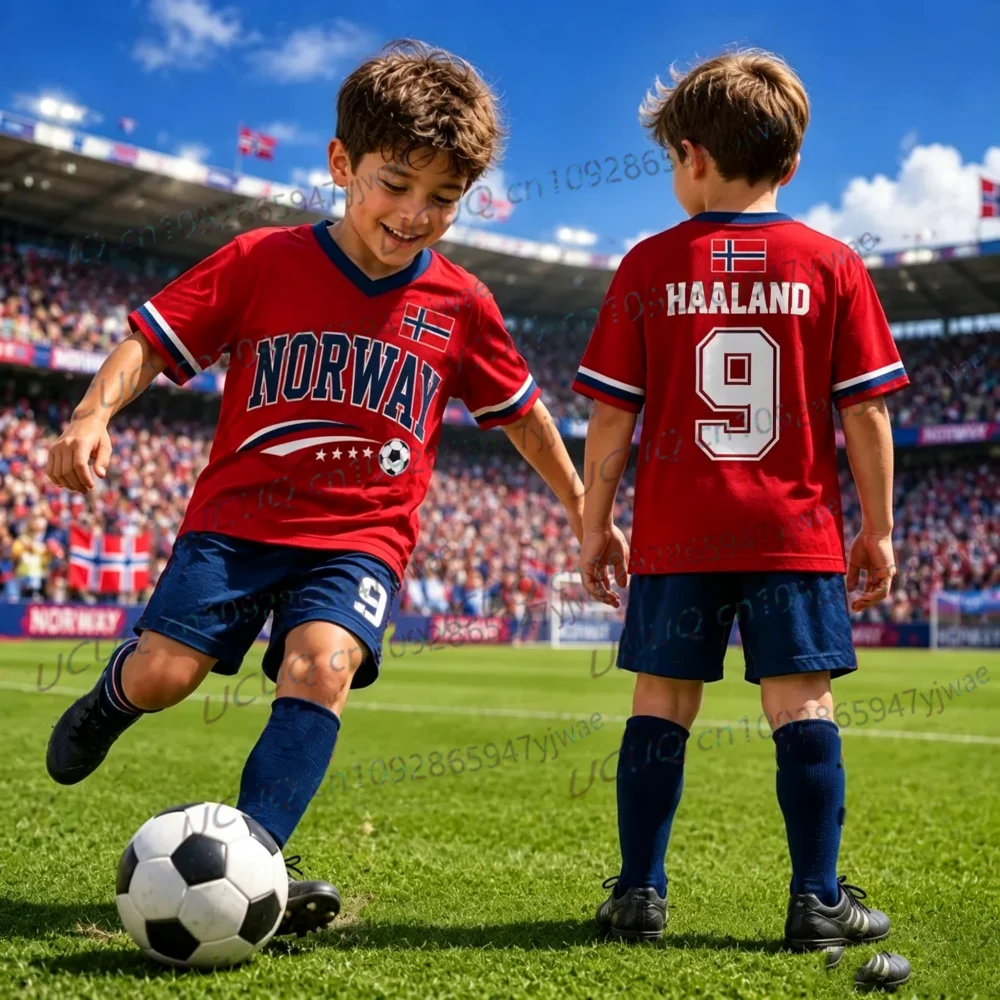 2026 Sommer Jungen Nr. 9 HAALAND Fußballtrikot T-Shirt oder Set Herren Damen Norwegen Fan-T-Shirt+Shorts Kinder T-Shirt oder Set – Detail 7