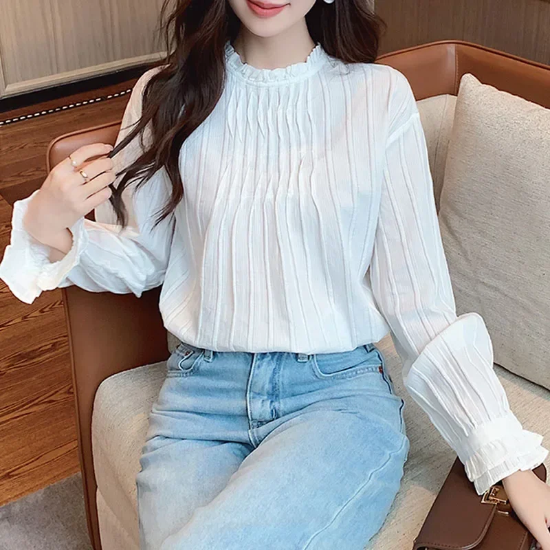 Fashion Long Sleeve Women Blouse Ruffled Blouse Shirt Women Tops Blusas Para Mujer Camisas Blusa Blusas Camisas De Mujer M547