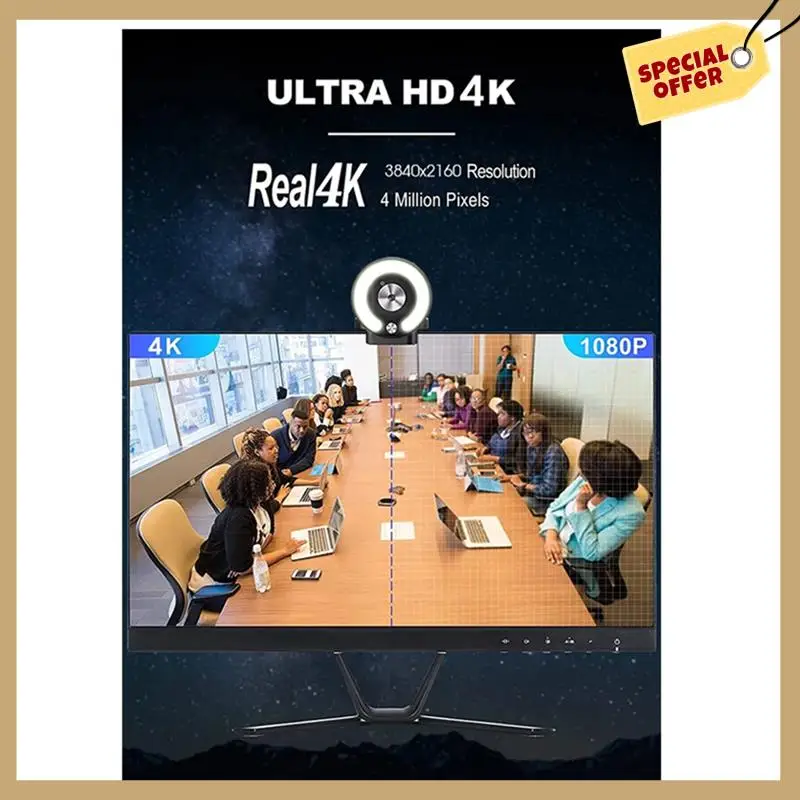 Веб-камера 4K, мини-камера Full HD с заполняющей подсветкой, ноутбук, ПК, компьютер, прямая трансляция, видео, веб-камера, микрофон, веб-трансляция-WMAN