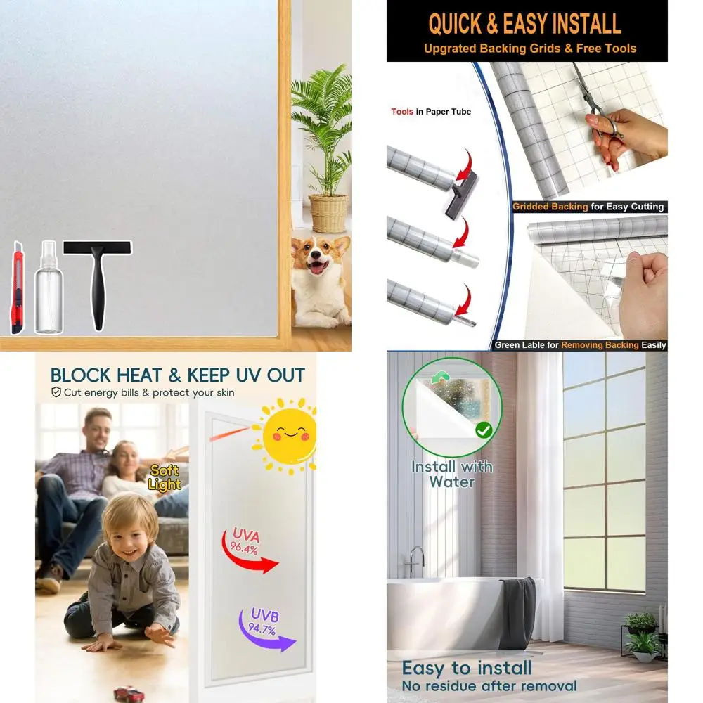 

Декоративная пленка для матовых стеклянных окон, двусторонняя тонировка, статическое крепление, защита от УФ-излучения, 47.2x78.74