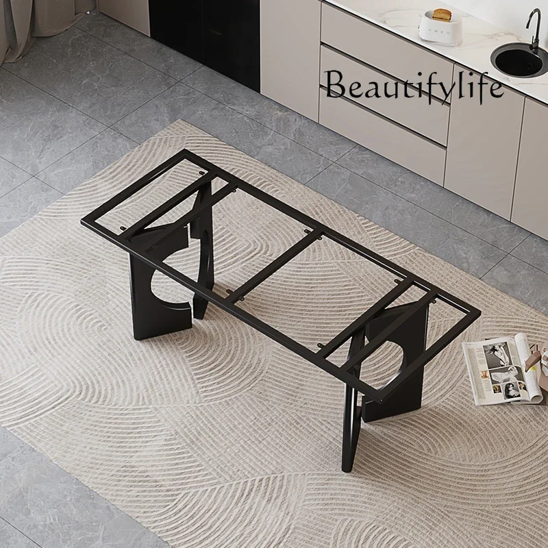 N45 Italian modern stainless steel table foot bracket custom marble rock slab dining table solid wood base