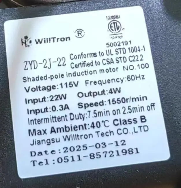 

New ZYD-2J-22 115V Cooling Fan Motor For LG Refrigerator Fridge Radiator Freezer Parts