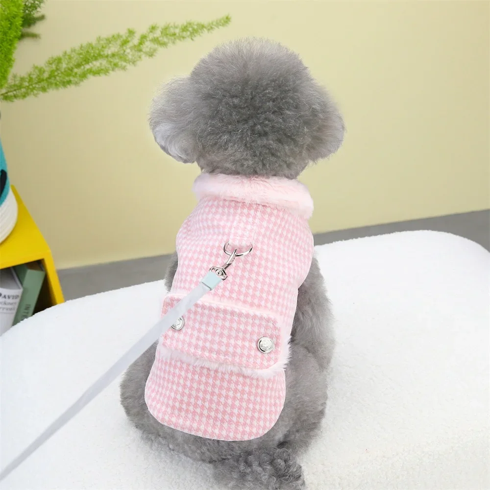 New Pet Dog Cat Clothes Winter Fur Collar Small Dogs Puppy Coat Cotton Pet Jacket Outfits Clothing for Small Dog Outfits