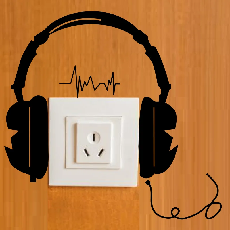 MUSIC IS MY LIFE Headphones Wall/Switch Sticker Vinyl Living Room For Home Decoration Art Decals Removable Switch Stickers #101