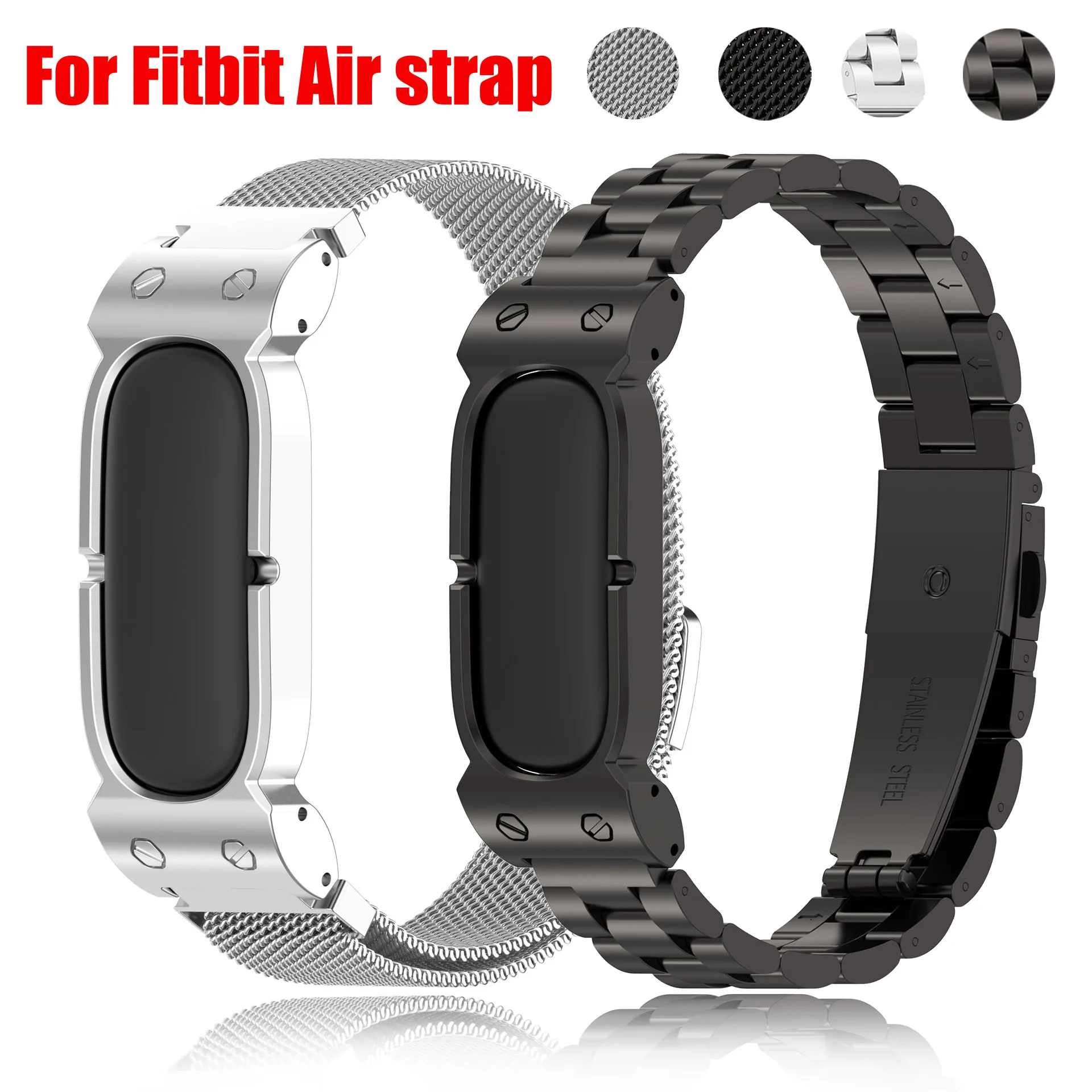 Stainless Steel Band for Google Fitbit Air Metal No Gaps Strap for Fitbit Air Bracelet Watchband Accessories