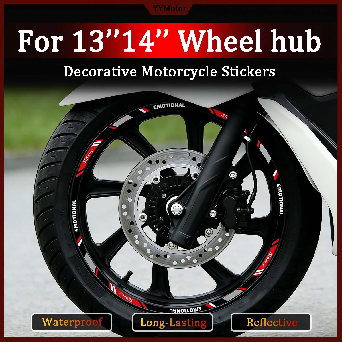 14'' 13'' Refl Motorcycle Wheel Hub Stickers 3D Epoxy Resin Moto Scooter Body Decor Vinyl Accessories Decals For PCX 125 150 160