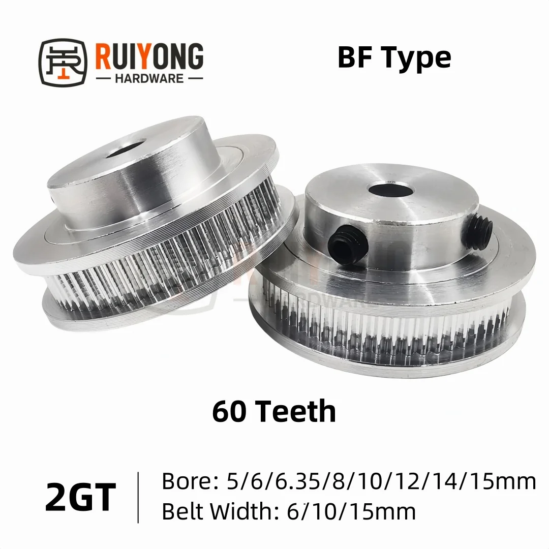 2GT Timing Pulley 60Teeth BF Type Bore 5/6/6.35/8/10/12/14/15mm  Belt Width 6/10/15mm CNC 3D printed parts