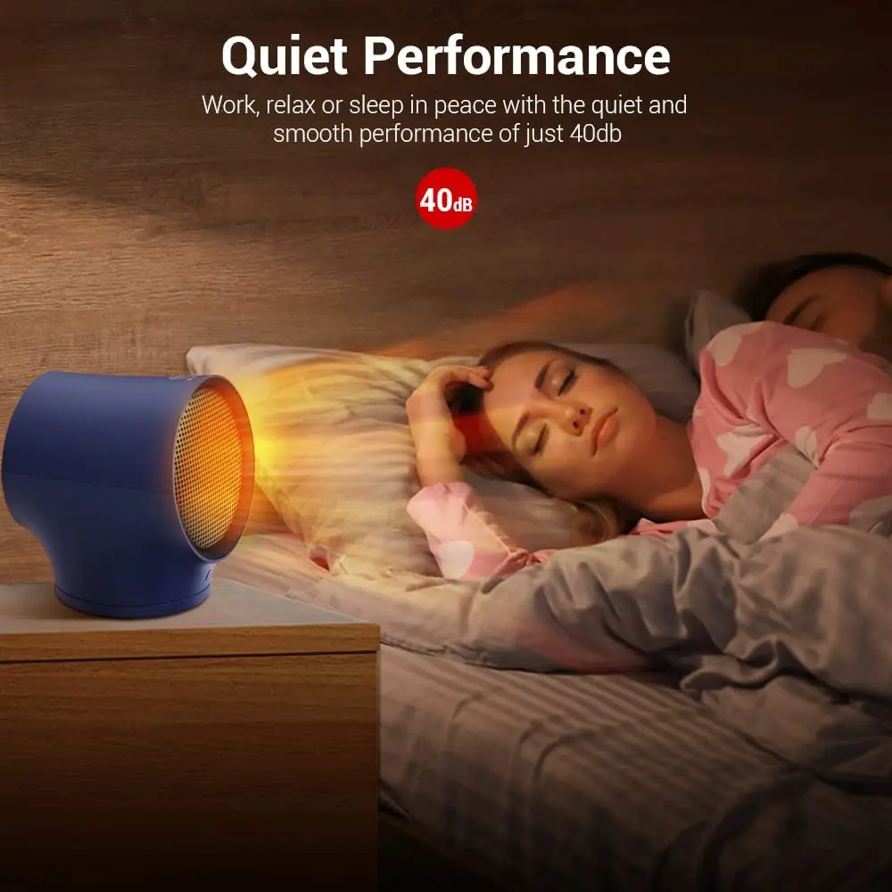 Portable Space Heater 3s Fast Heating 1000W Small Personal Electric Heater with 3 Modes, 2 in 1 Oscillating Heater and Fan