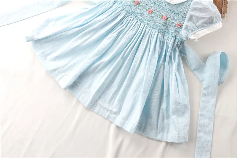 Summer handmade smocked dresses for girls vintage princess dress 2024 kids girl solid color smock vestido clothes party birthday