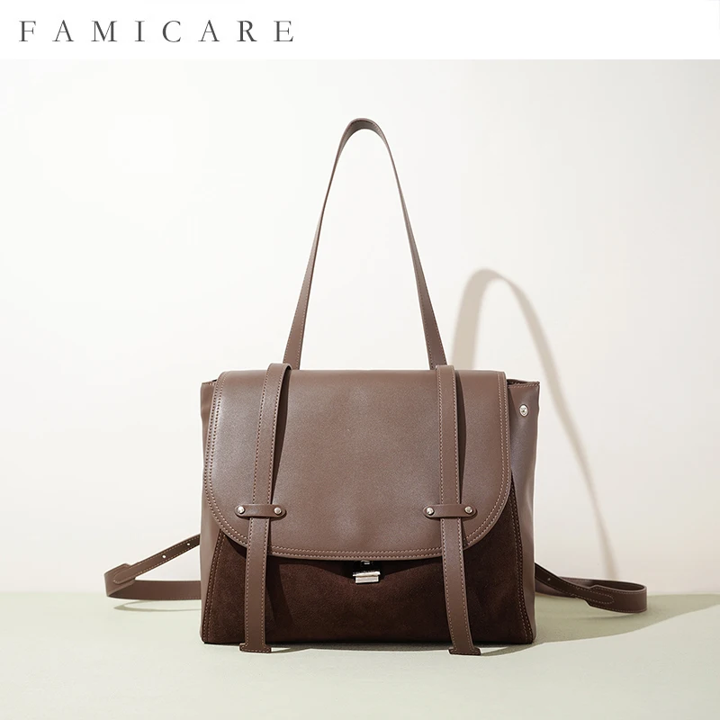 

Women's Backpack 2025 Fall Winter New Suede Leather Rucksack Korean Style Minimalist Unique Design Versatile Handheld Chic Bag