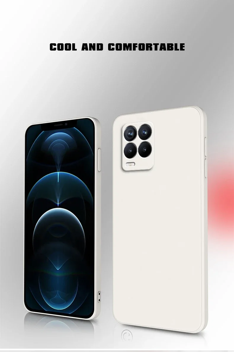 Square Case for OPPO Realme 8 Pro 4G Camera Protection Square Liquid Silicone Realme 8 5G Shockproof Covers Fundas