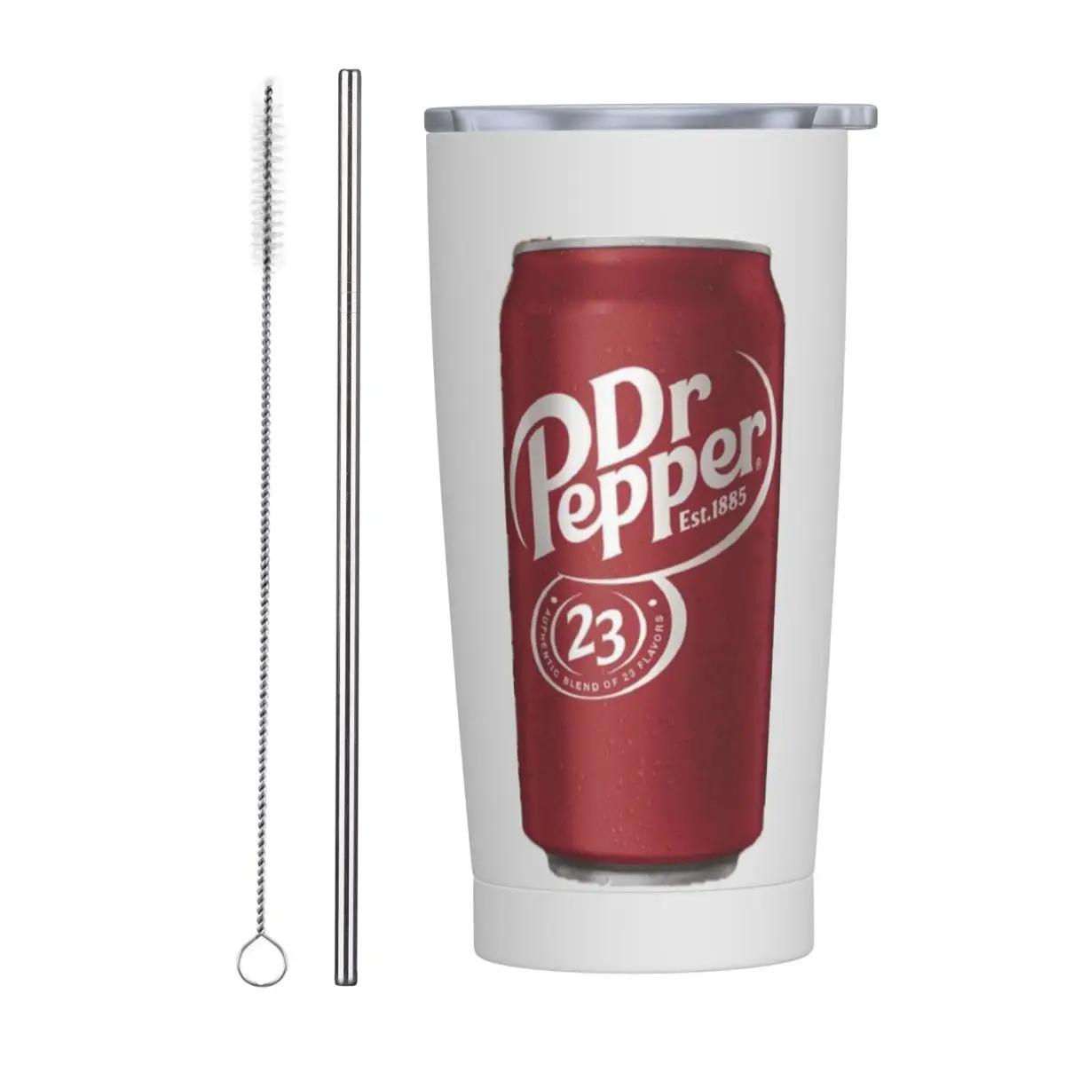 Dr Pepper Stainless Steel Tumbler Vacuum Insulated Mug Thermal Cold Cup Straw With Lid 20oz