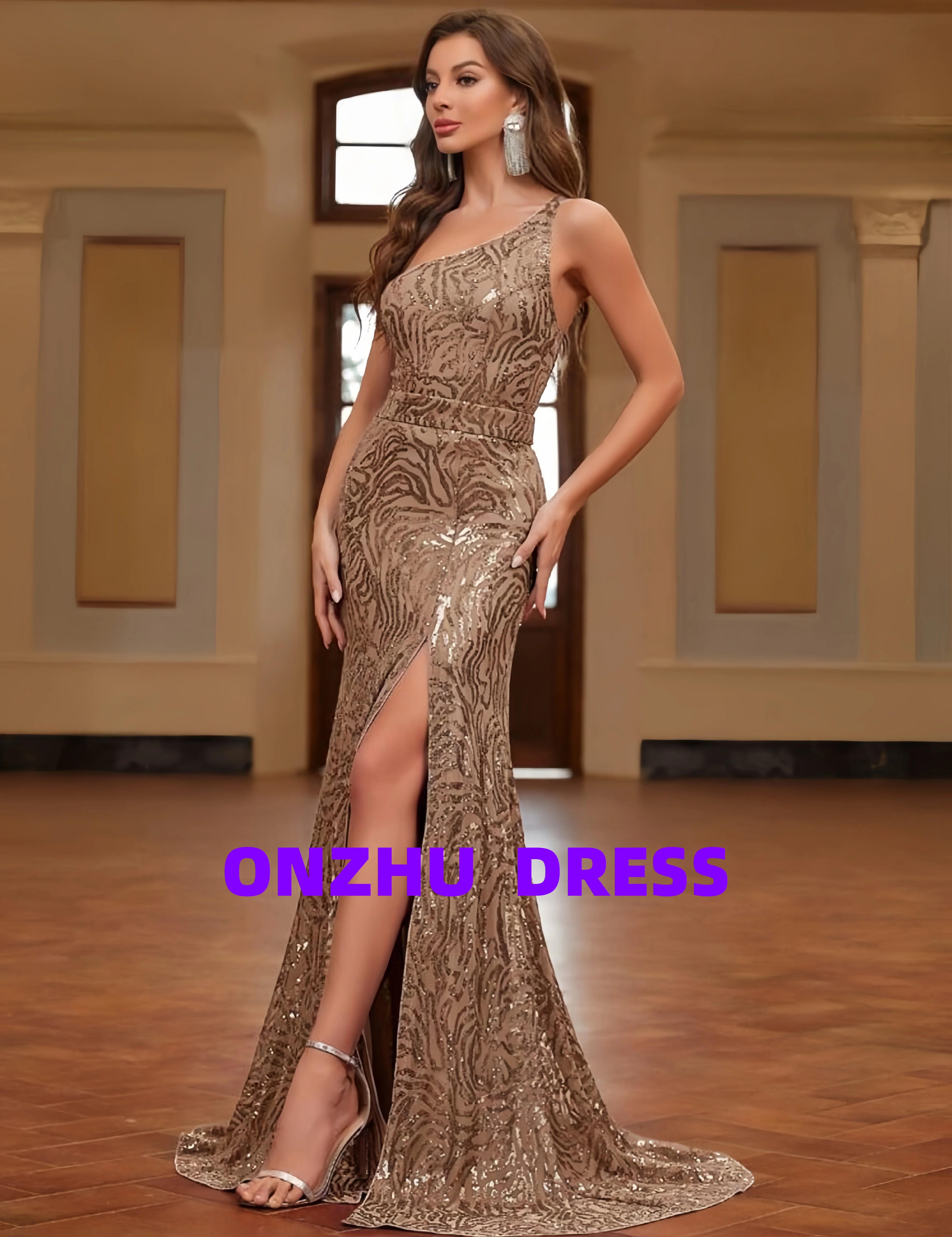 فساتين سهرة مخصصة بكتف واحد بدون أكمام حورية البحر سبليت فساتين سهرة فاخرة رداء de soiree vestidos de gala vestidos de gala Party