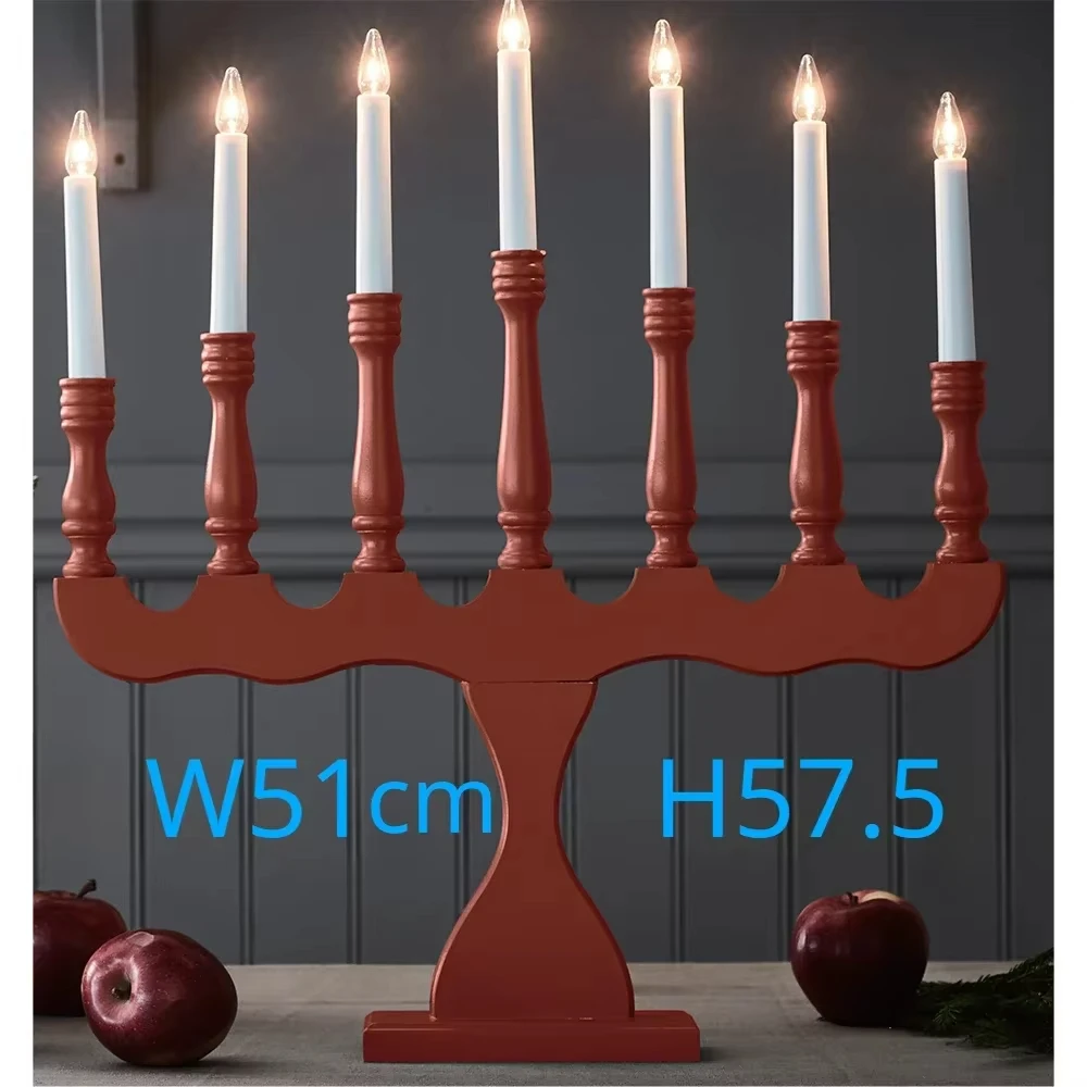 Nordic Big size LED wood Menorah, 5 branch 7 branch 9 branch candlestick, Electric desk lamp Chankiah, art candle holder