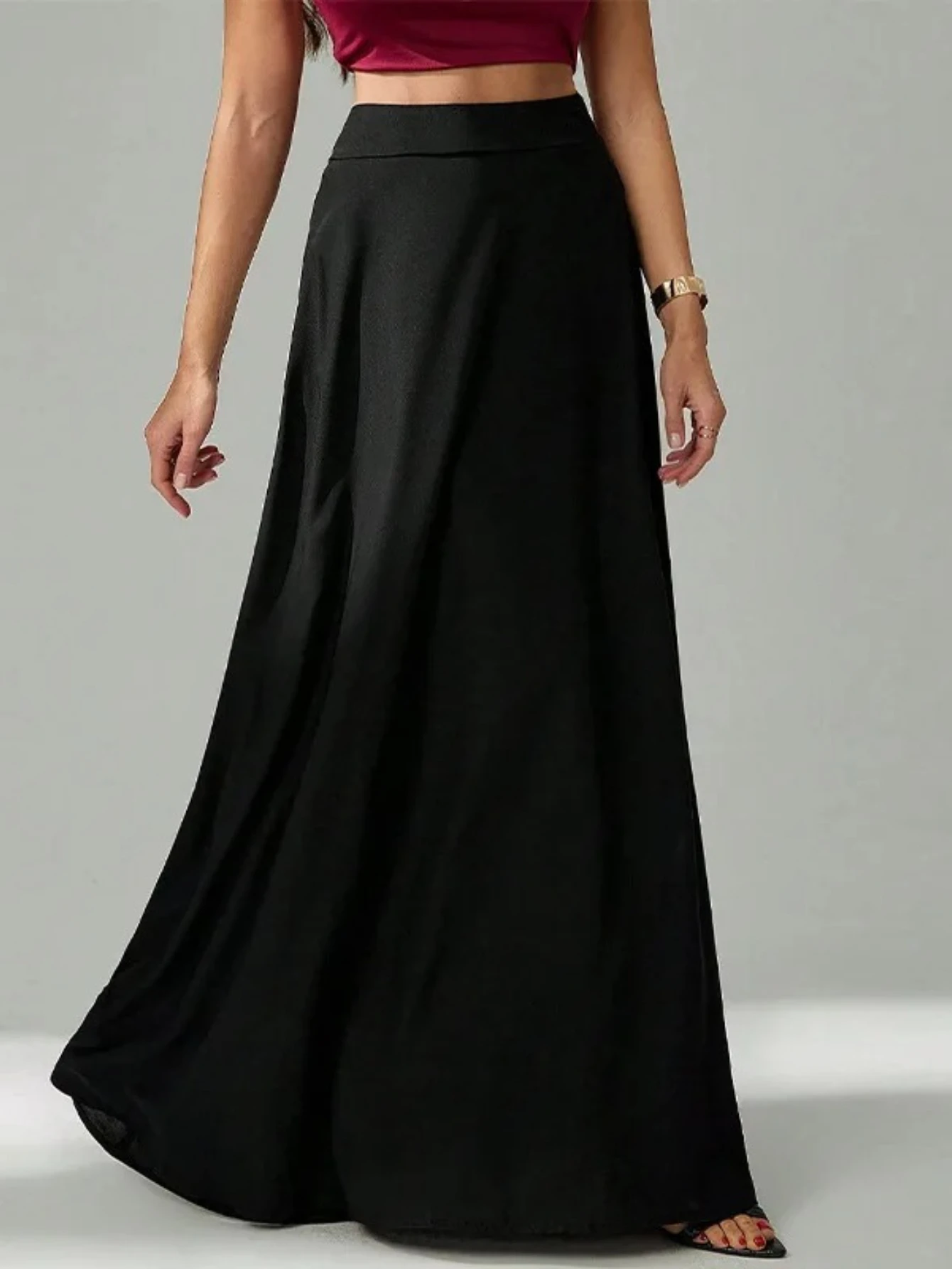 تنورة ميدي سوداء على الطراز الأوروبي والأمريكي #4