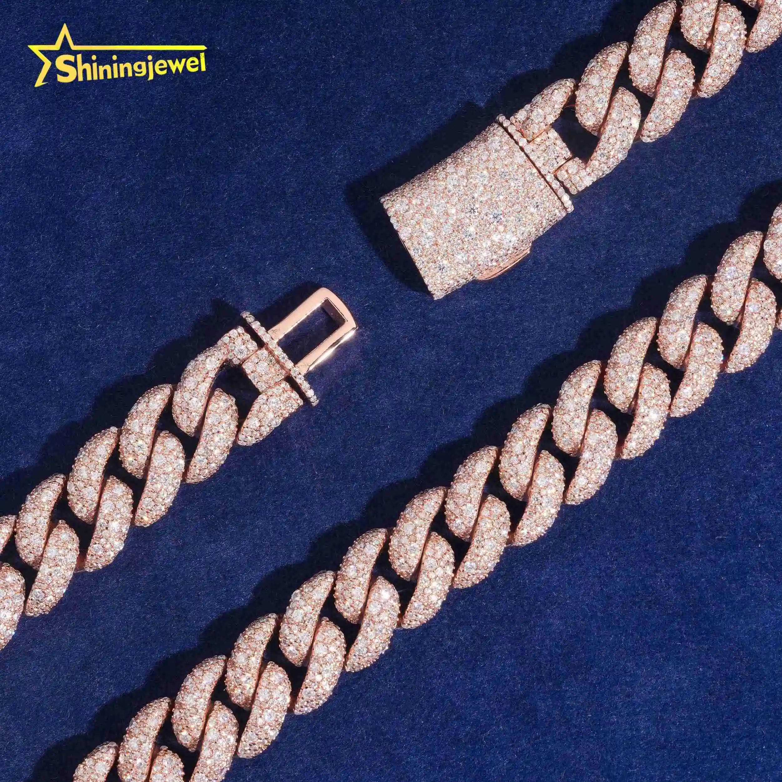 14mm SALE ON Mosaic Setting Cuban Link Chain Moissanite Cuban Bracelet Necklace Custom Hip Hop Diamond Cuban Links..