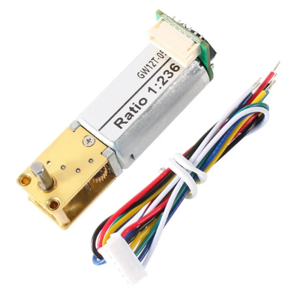 12T 050 Hall Encoder Gear Motor 7PPR Hall Sensor DC 6V 12V Worm Gear Encoder Motor Mini Micro Metal Gear Reduction Motor Reducer