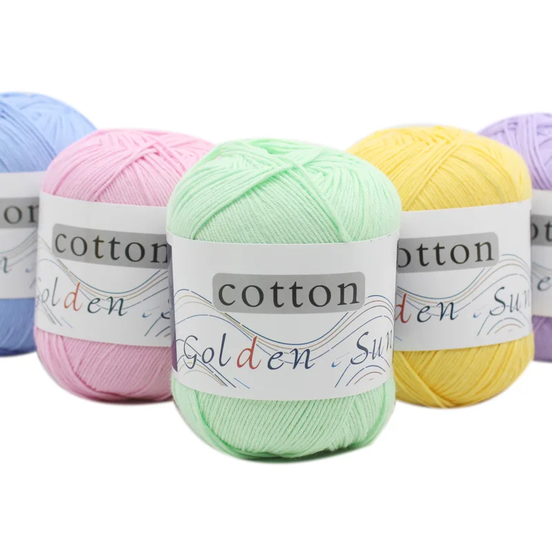 1Pcs 50g Natural 100% Cotton Soft Baby Knitting Yarn Anti-Pilling for Hand Knitting Crochet Yarn