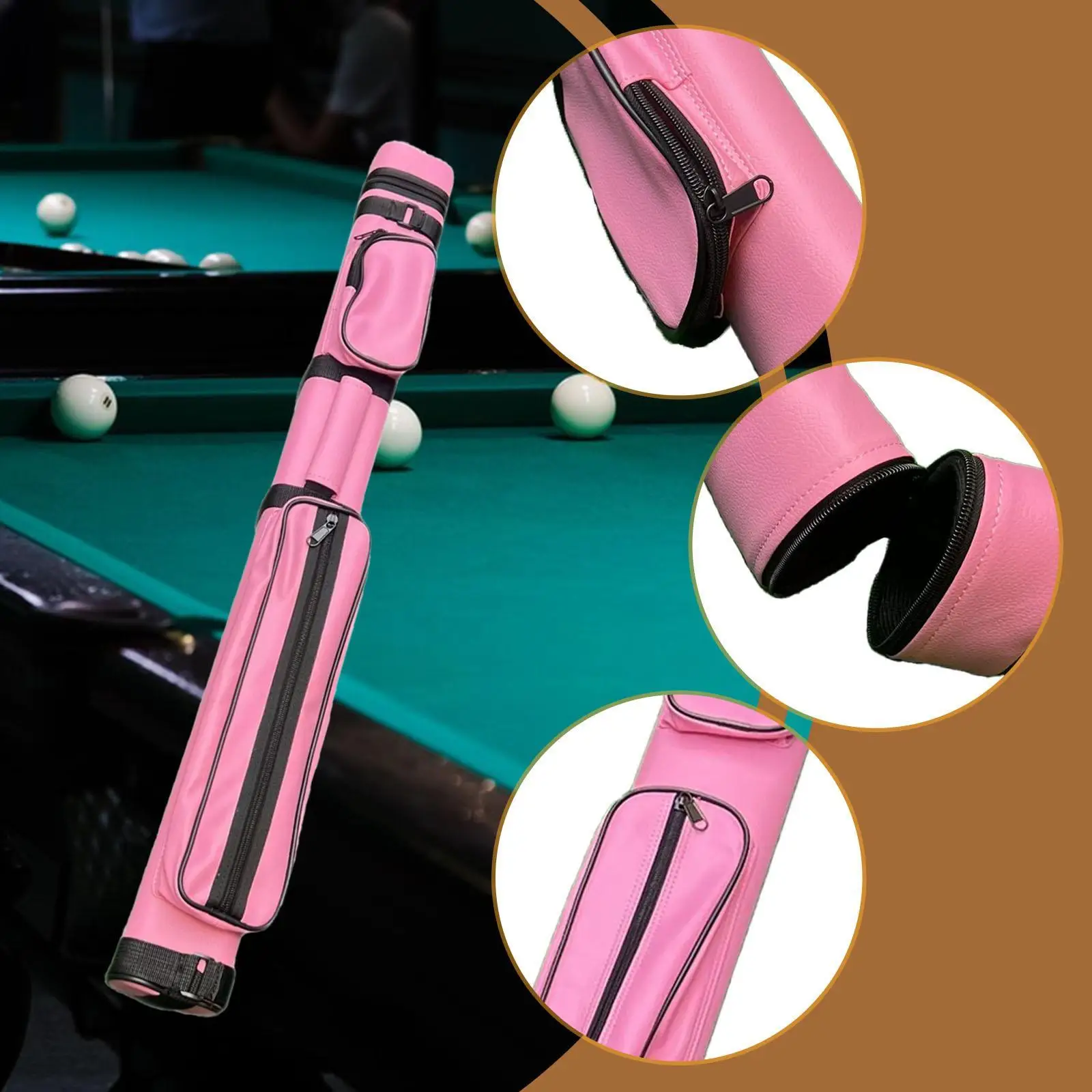Pool Cue Carrying Case 4 Holes Organizer Protector Portable Zipper PU Leather Accessories Professional Billiard Pool Cue Bag