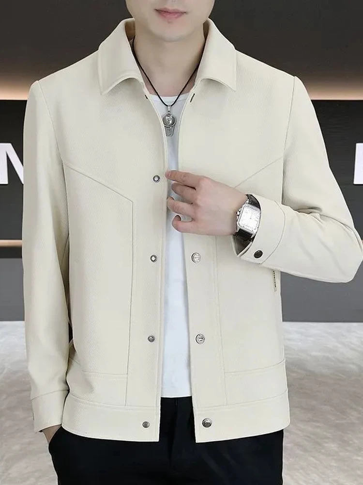 

Повседневный модный мужской деловой пиджак на весну-осень, стильный универсальный верх, мужская одежда, верхняя одежда, приталенный крой, полиэстер