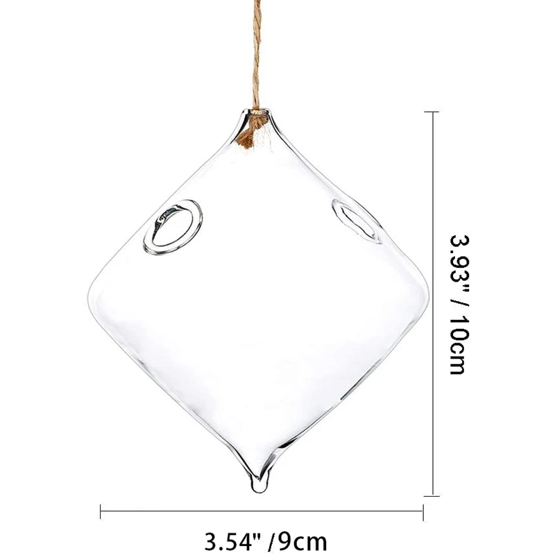 집 정원 발코니용 유리 행잉 파종기, 물 공기 식물 용기, 테라리움 캔들 거치대, 줄 로프 포함, 4 개