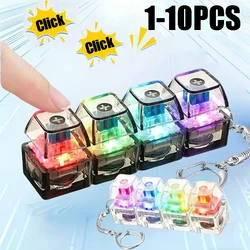 LED 라이트업 키체인 키보드 클릭 가능 버튼 피젯 토이 스트레스 불안 완화 휴대용 책상 액세서리 사무실 장식 선물