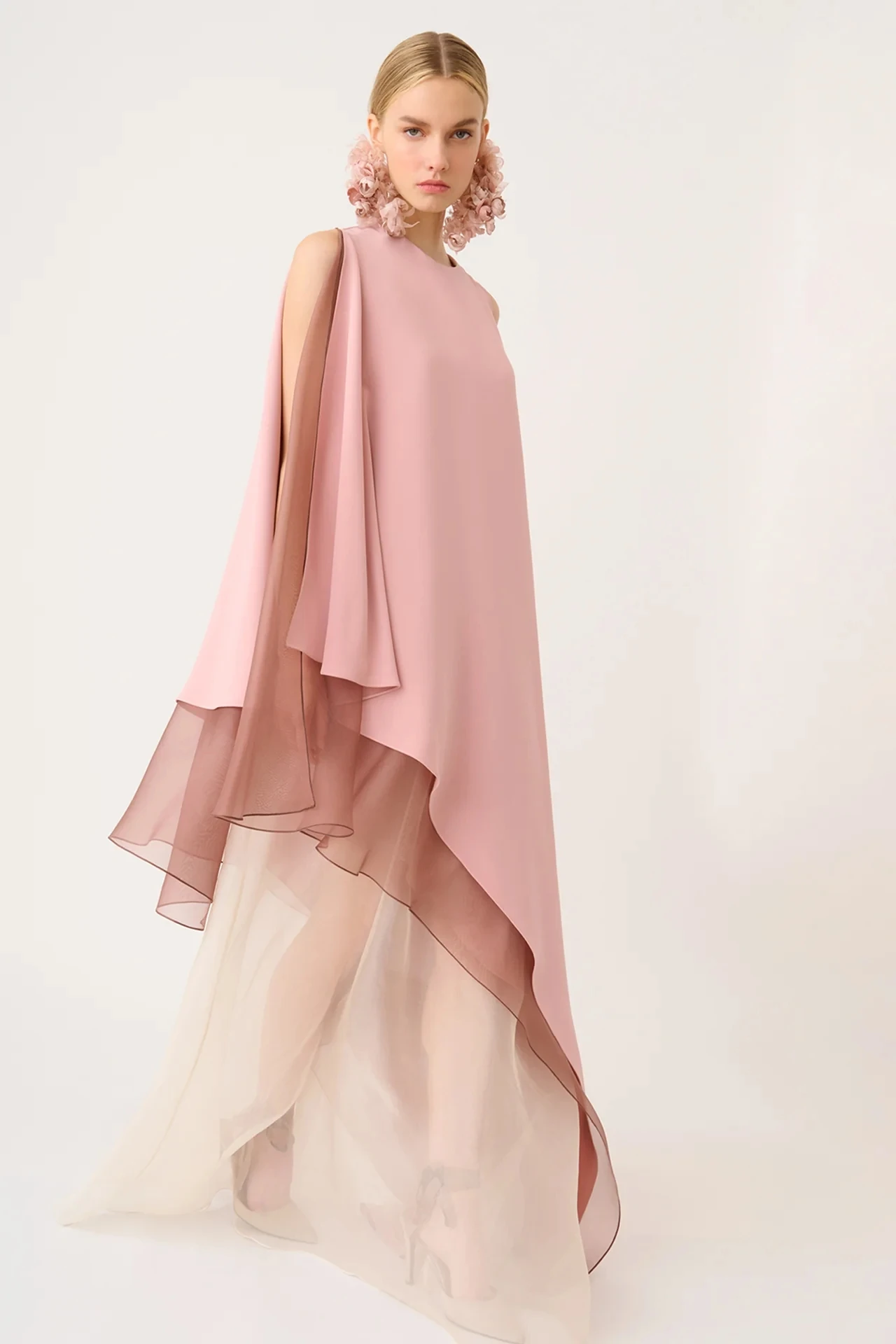 Simples Tiered Chiffon A-line Prom Gowns Customized Women's O-neck Sleeveless Evening Dresses Fashion Contrast ColorParty Dress