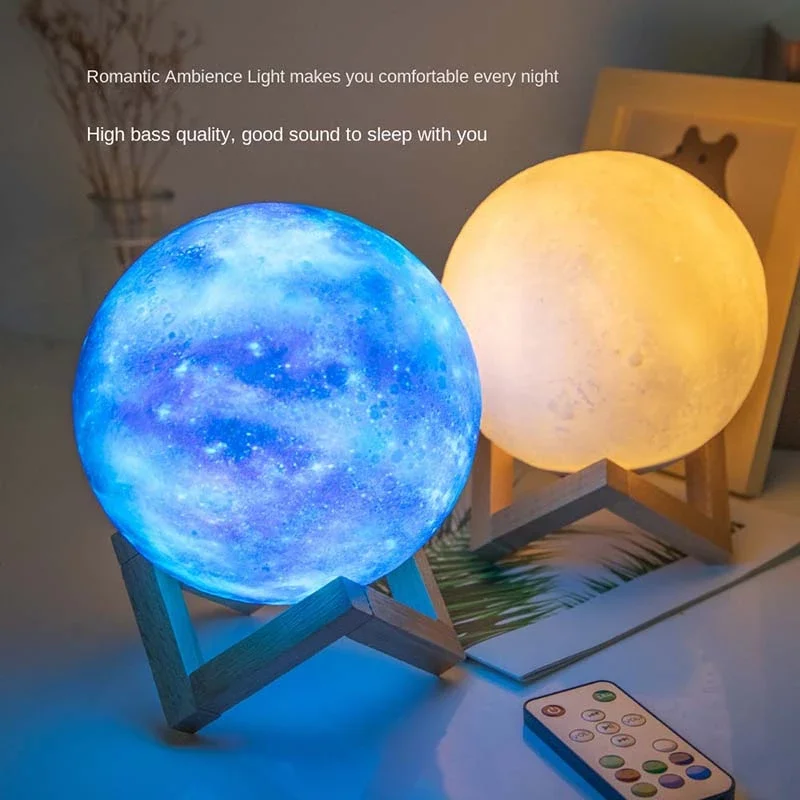 Starry Moon Light Bluetooth Speaker Box Wireless Column Touch Color LED Atmosphere Lamp Portable Music MP3 Sound Subwoofer USB