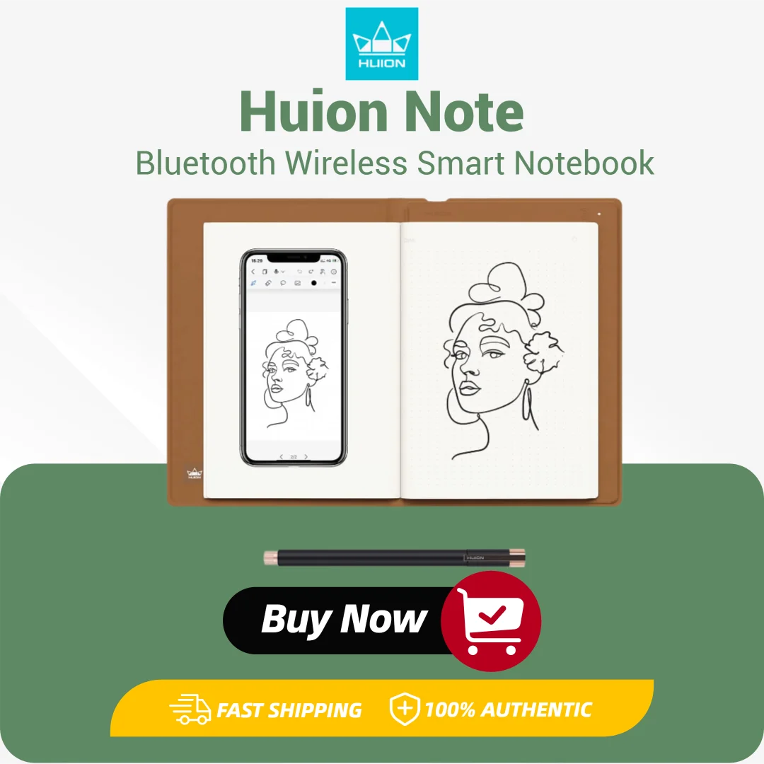 Huion Note Smart Notebook Wireless Graphics Tablet 50 Pages A5 Notepad Electronic Writing Pad Support iOS IPadOS Android Device