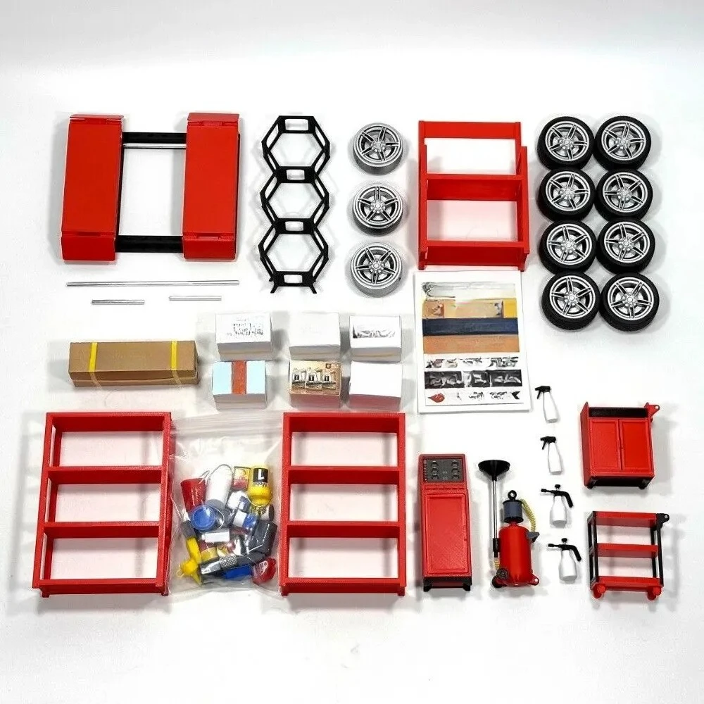 Diorama 1/18 Zestaw do naprawy garażu samochodowego Tuning Warsztat Akcesoria Model wyświetlacza sceny 9 SZTUK
