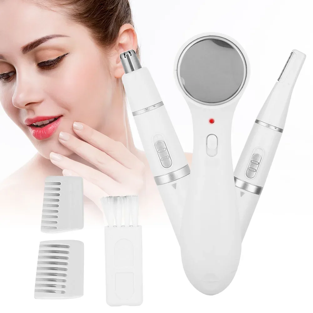 Washable Multiple Function Ultrasonic Vibration Ion Facial Beauty Machine Body Hair Trimmer Hair Shaver Set Face Beauty Device